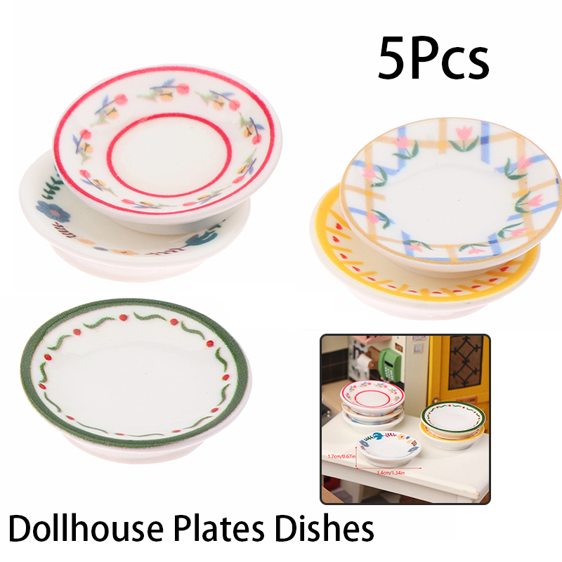 Home Decor Diy - 5 個 1/12 ドールハウスミニプレート食器モデルドールハウスシミュレーションキッチン装飾ドールハウスアクセサリーごっこ遊びおもちゃ