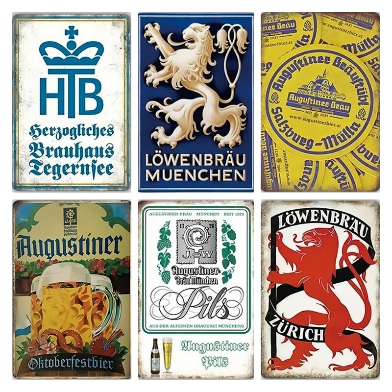 Germany Home Decor - ヴィンテージドイツビールブランドの金属製ブリキ看板、パブ、男性用洞窟、キッチン、クラブ、バー、家の装飾に