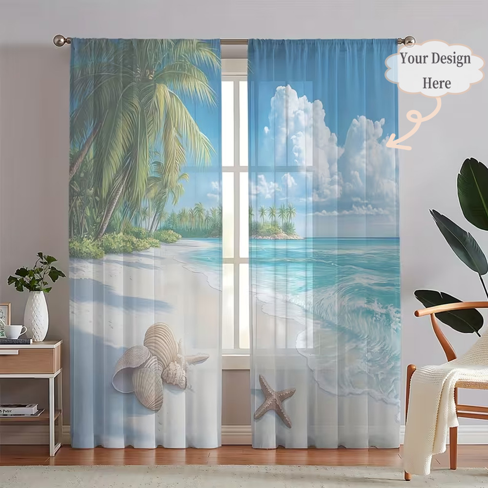 Home Decor For Wedding - カスタム2Dフラット2枚組シアーカーテン、お好みのデザイン/画像/色を自由に選択 - 簡単に掛けられるロッドポケットデザイン、家の装飾に
