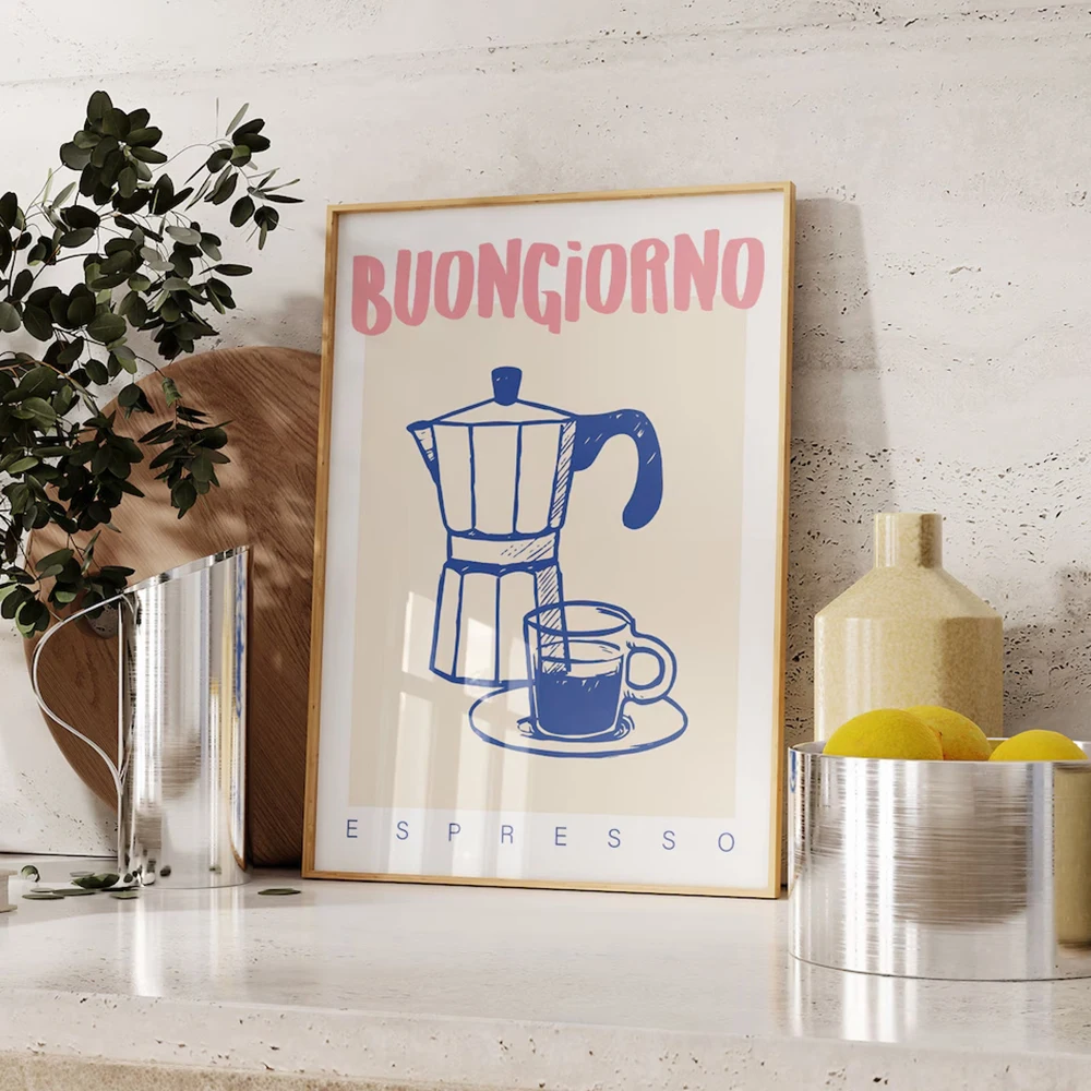 Home Decor Retro - 現代コーヒーエスプレッソ壁アートプリントトレンディなレトロヴィンテージシックなキャンバス絵画ポスター画像オフィスキッチン家の装飾