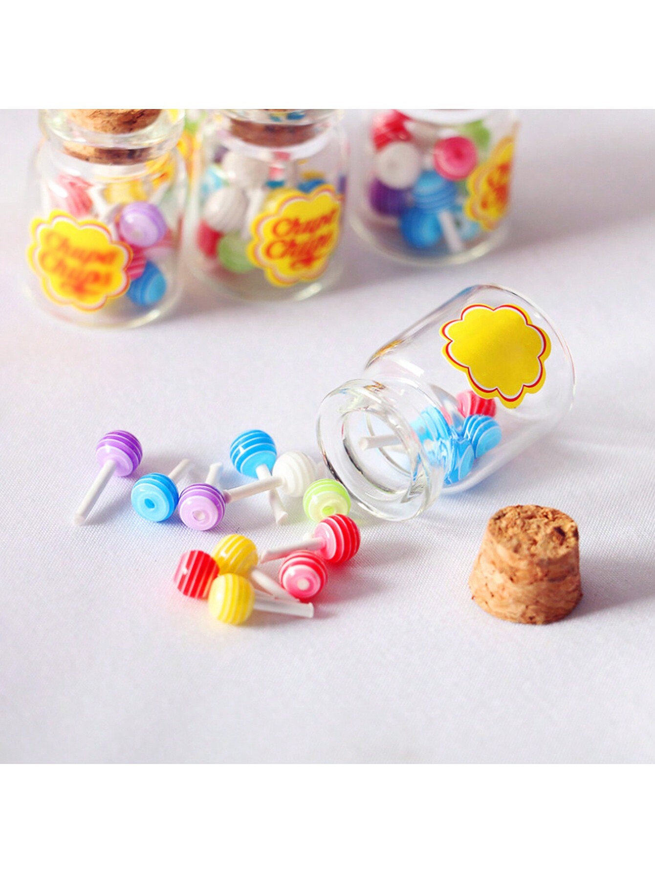 Home Decor Diy - 10 個のボトル入りロリポップドールハウスミニチュア装飾アクセサリーシミュレーションモデルおもちゃ 1:6 1:12 スケール楽しい装飾ギフト