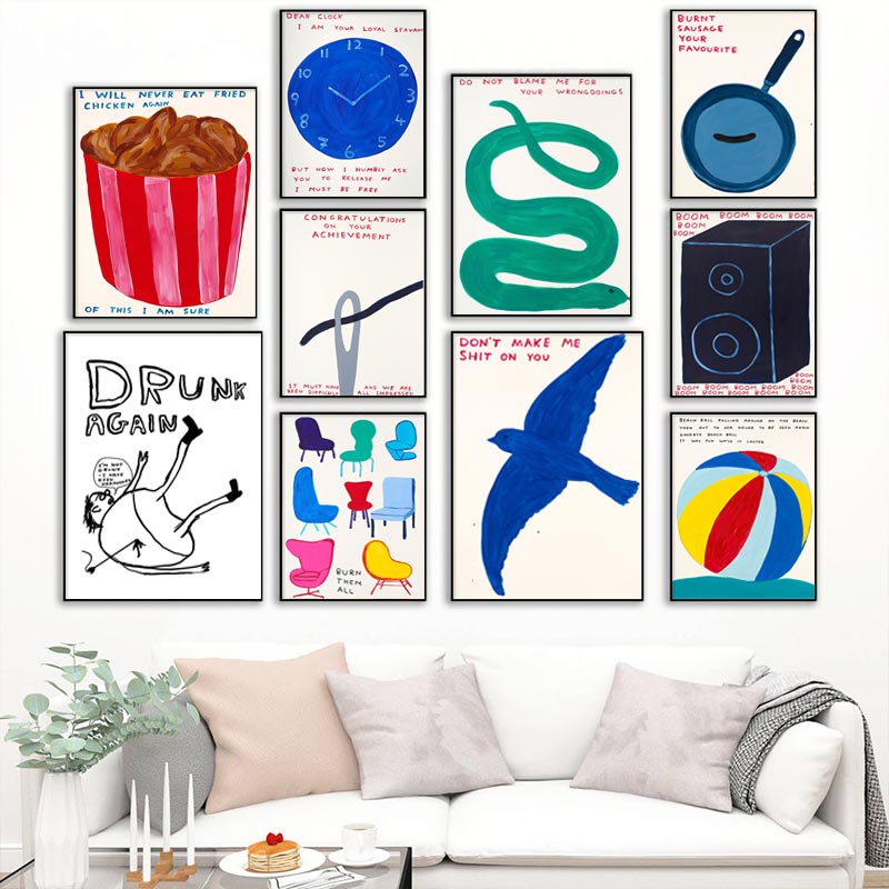 Home Decor Vietnam - デビッド・シュリグリー ポスター ユーモラスなシュールな壁アート画像 抽象キャンバスプリント絵画 寝室 リビングルーム