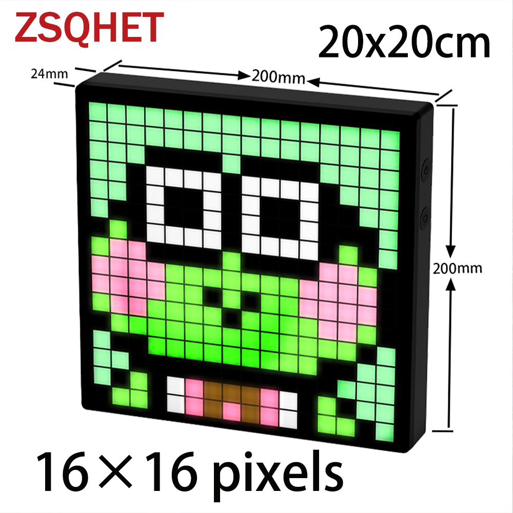 Home Decor Free App - ZSQHET LEDピクセルアートディスプレイスクリーン 32x32 LEDデジタル時計 ナイトライト付き APP制御