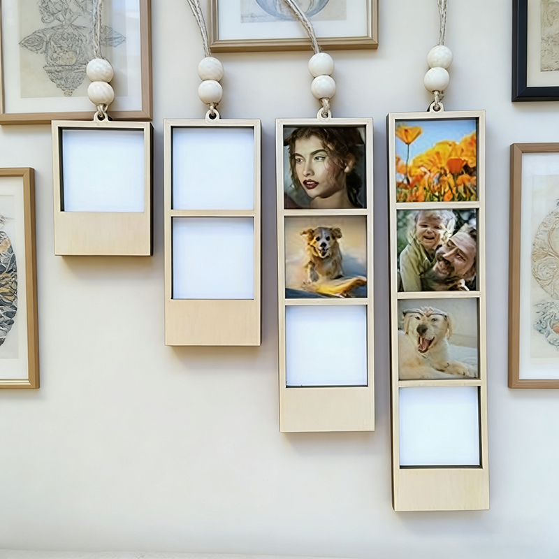 Home Decor Diy - パーソナライズされたカスタマイズ小さな木製フォトフレーム吊り下げDIYお土産クリスマスデコレーション家の装飾友人へのギフト