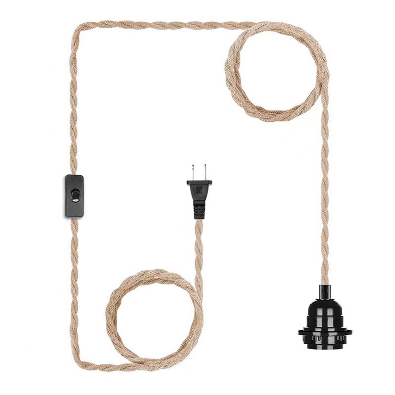 Rope Light Decoration - 電源コードペンダントライト 2M 2.5M 4M 麻縄ケーブル E26