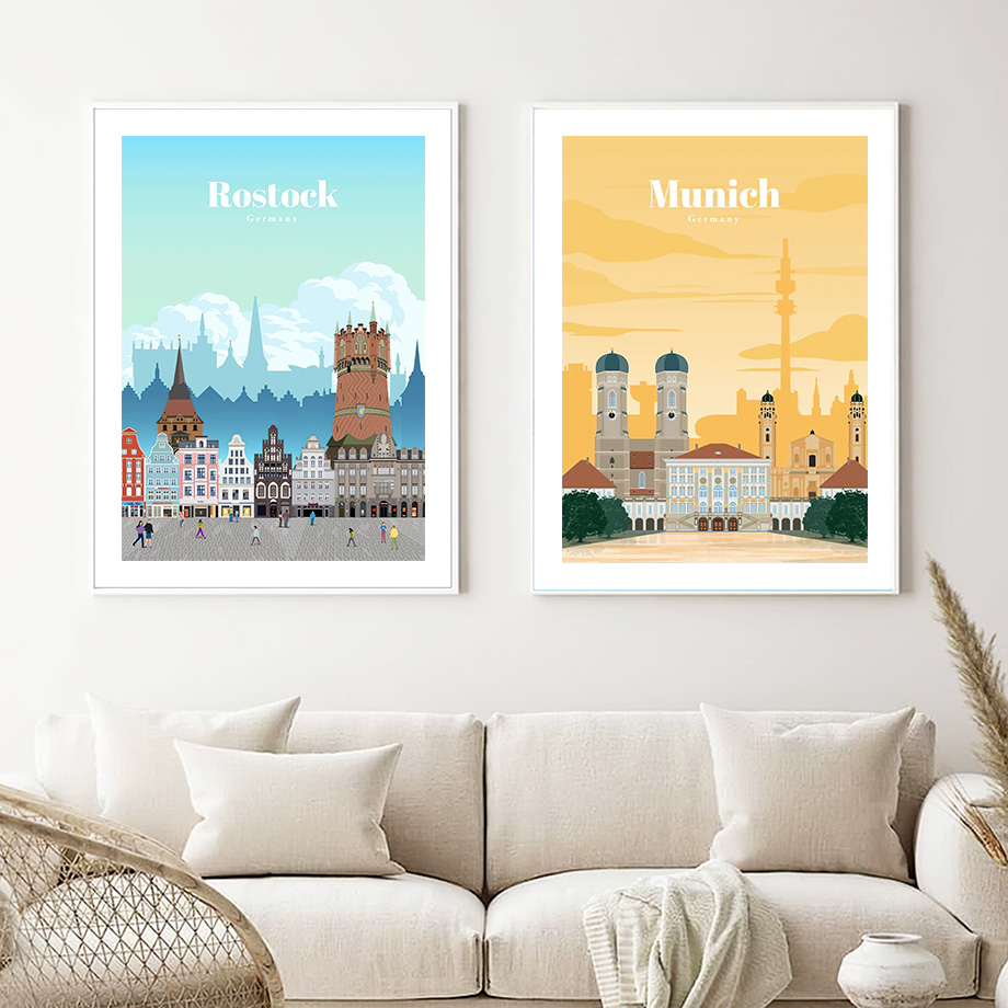 Germany Home Decor - ベルリンドイツ旅行都市地図北欧ウォールアートミニマリストプリントダイヤモンド絵画ポスターリビングルーム用モダンホームデコレーション