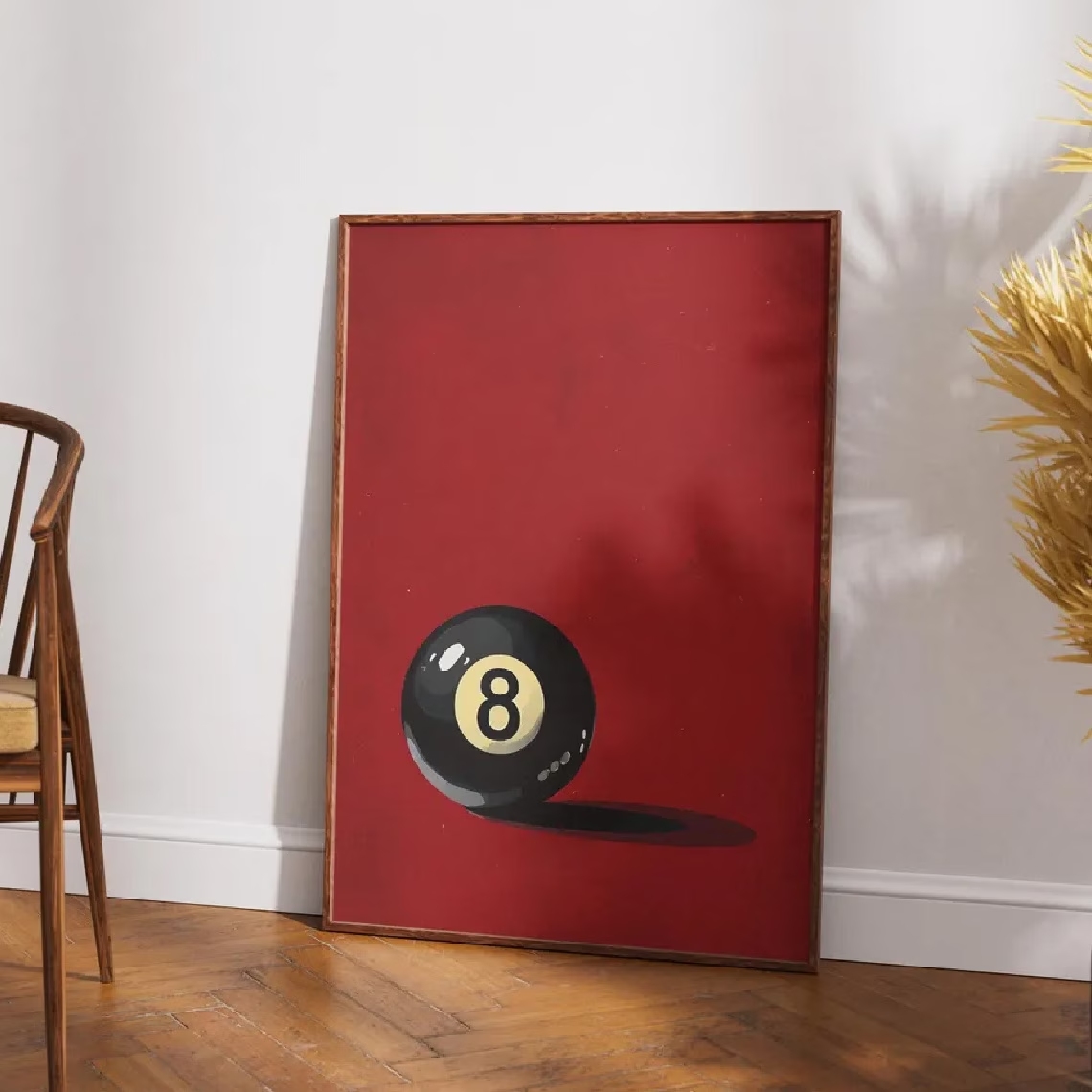 Home Decor Retro - レトロスタイルのラッキー 8 ボール プールボール ウォールアート プリント