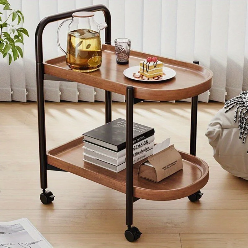 Home Decor Minimalist Style - 北欧スタイルのローリングサイドテーブル、車輪付きソファテーブル - モダンな家の装飾や収納に最適