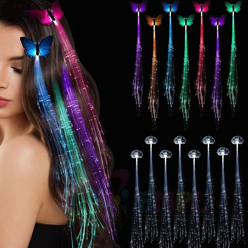 Rope Light Decoration - 1-10 個 LED 光るヘアブレード ネオンロープライト 暗闇で光る