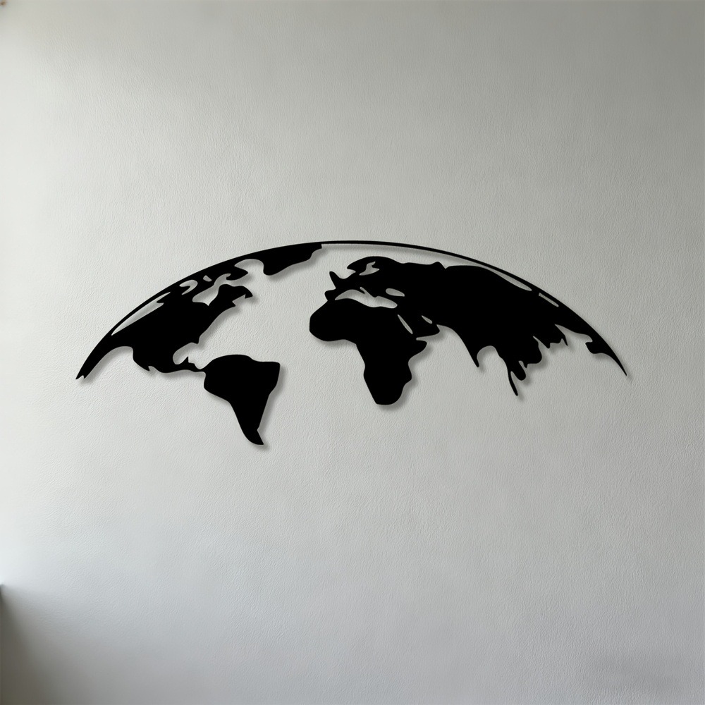 Home Decor Brand - ブランド2Dメタルウォールアート世界地図彫刻、モダンな家の装飾、リビングルーム、寝室、オフィス、書斎用のフラットアイアンウォールデコレーション