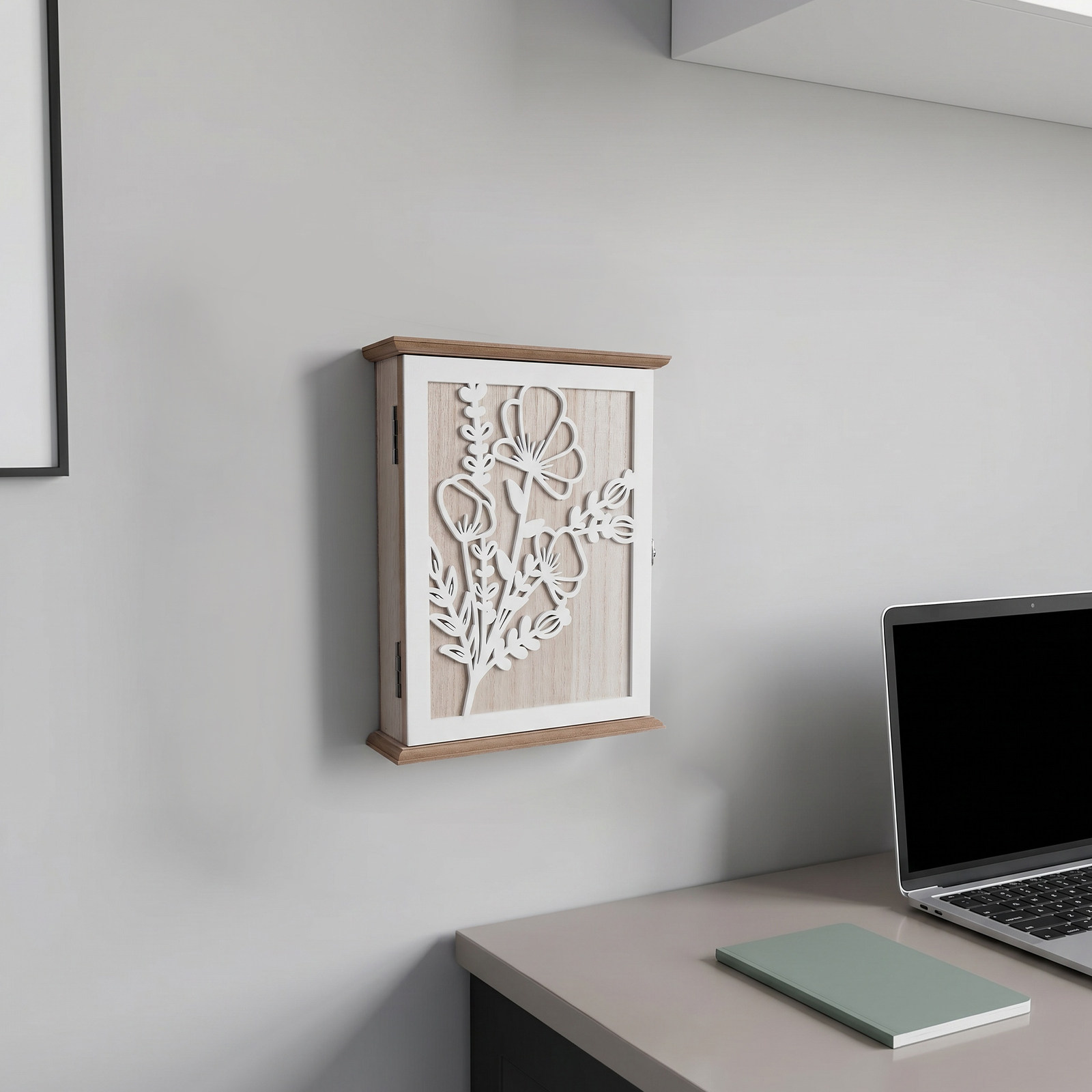 木製キーボックス壁掛け装飾キャビネット花柄彫刻オーガナイザー - Home Decor Organizer のレビューと価格