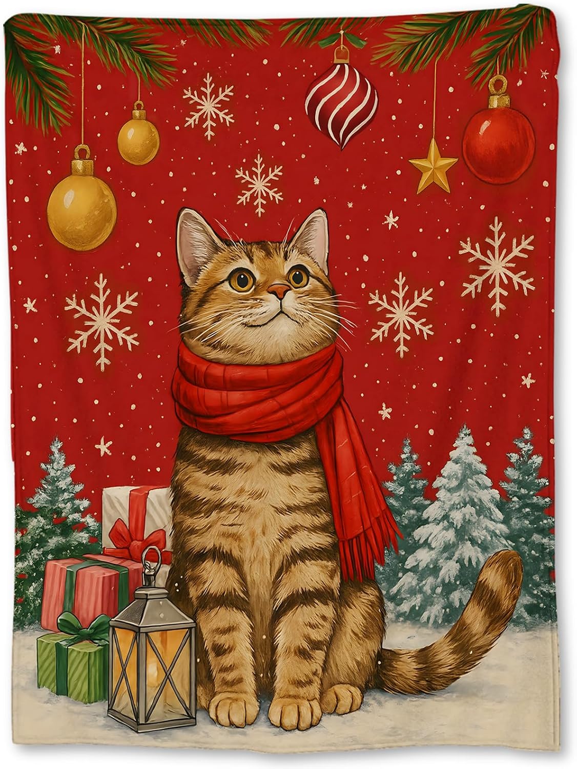 お祝いの猫柄クリスマススローブランケット、居心地の良いホリデ - Home Xmas Decor Ideas のレビューと価格