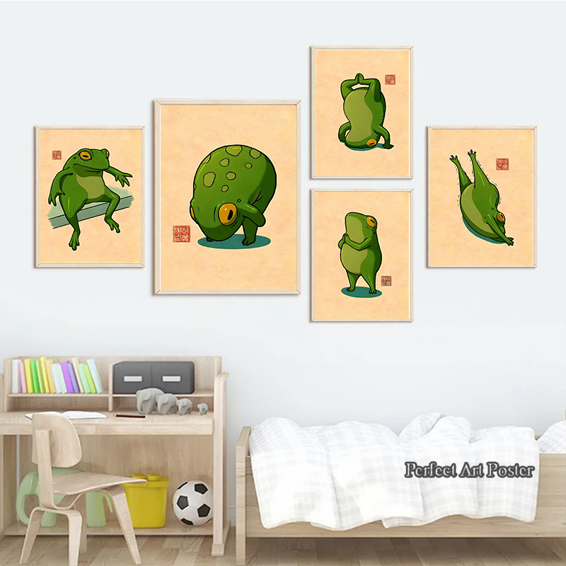 面白いかわいいカエルの記念ポスター、瞑想プリント、キャンバス - Home Decor Vietnam のレビューと価格