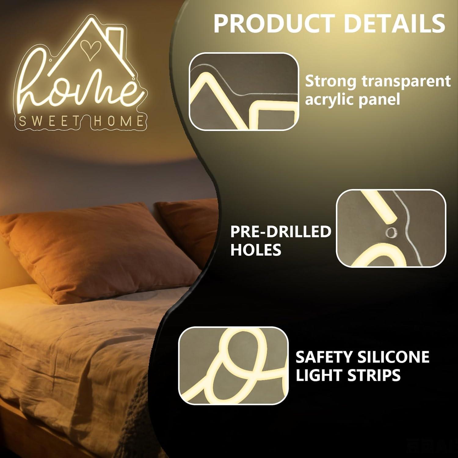 スイートホームネオンサインUSB調光LEDライト、リビングル - Home Decor Light のレビューと価格
