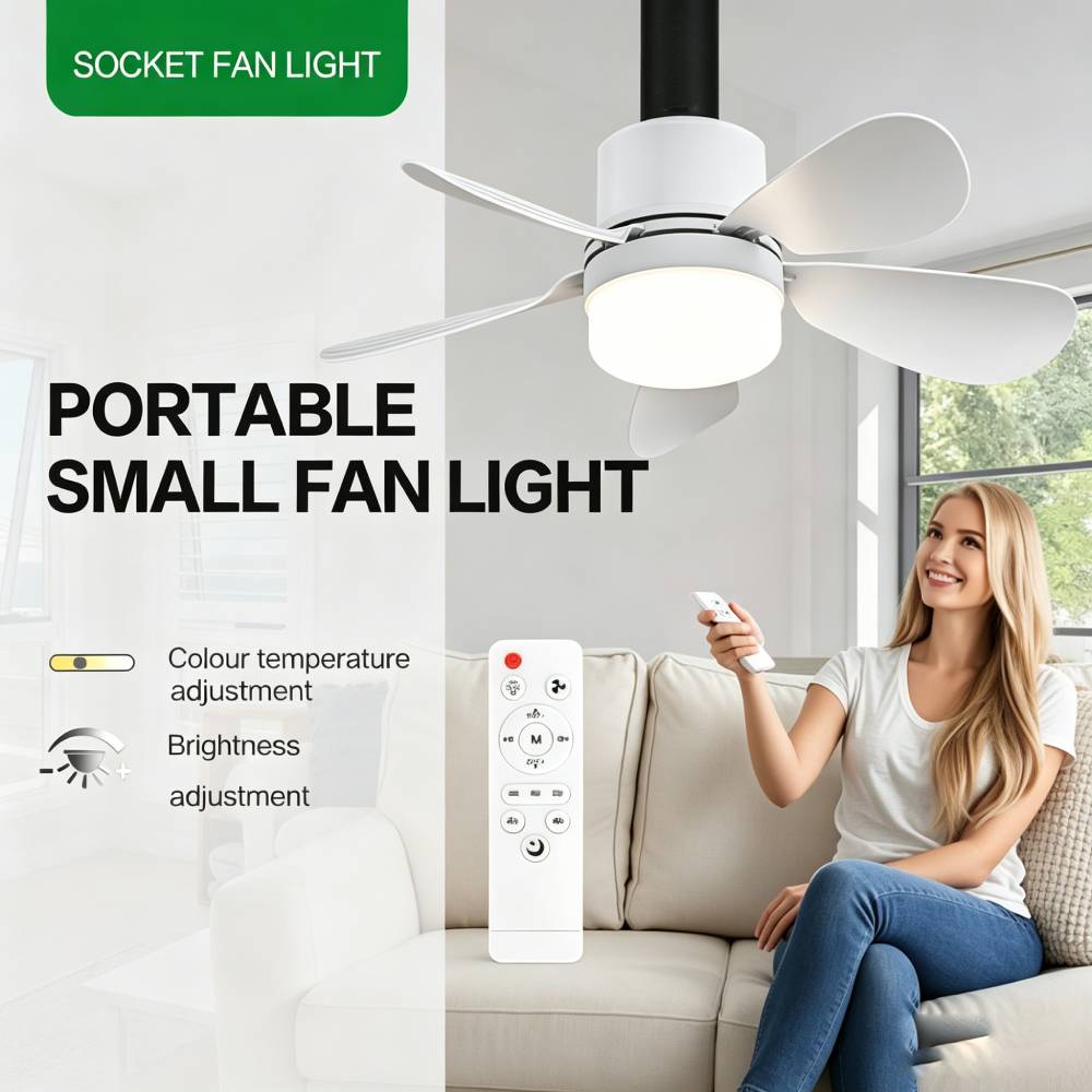 リモコン付きソケットファンライト、LED付き小型シーリングフ - Home Decor Light のレビューと価格