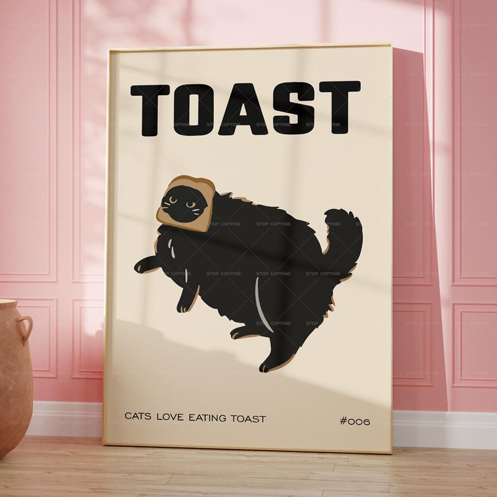 黒の猫の朝食の装飾のキャンバスの絵、ポスター、壁の芸術、引用 - Home Decor Vietnam のレビューと価格