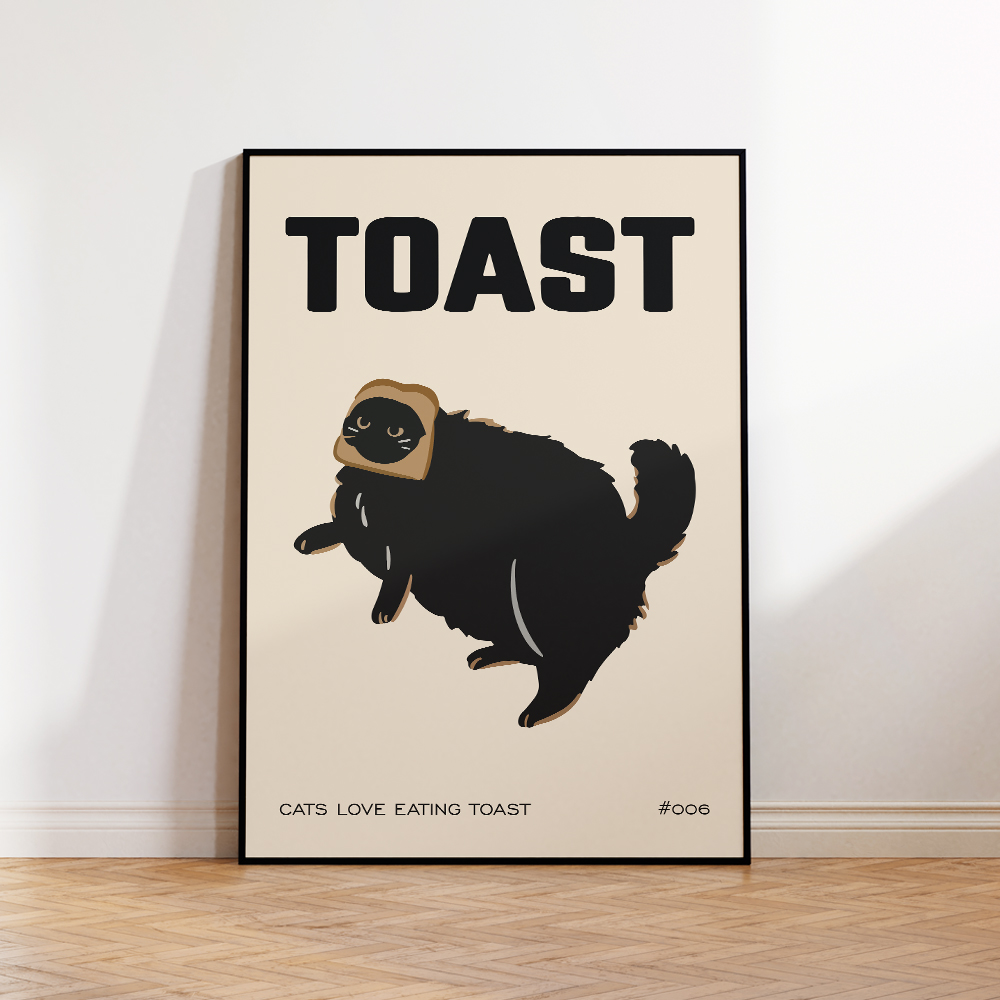 黒の猫の朝食の装飾のキャンバスの絵、ポスター、壁の芸術、引用 - Home Decor Vietnam のレビューと価格