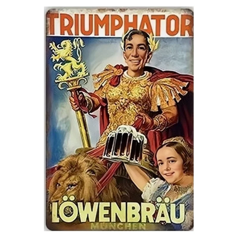ヴィンテージドイツビールブランドの金属製ブリキ看板、パブ、男 - Germany Home Decor のレビューと価格