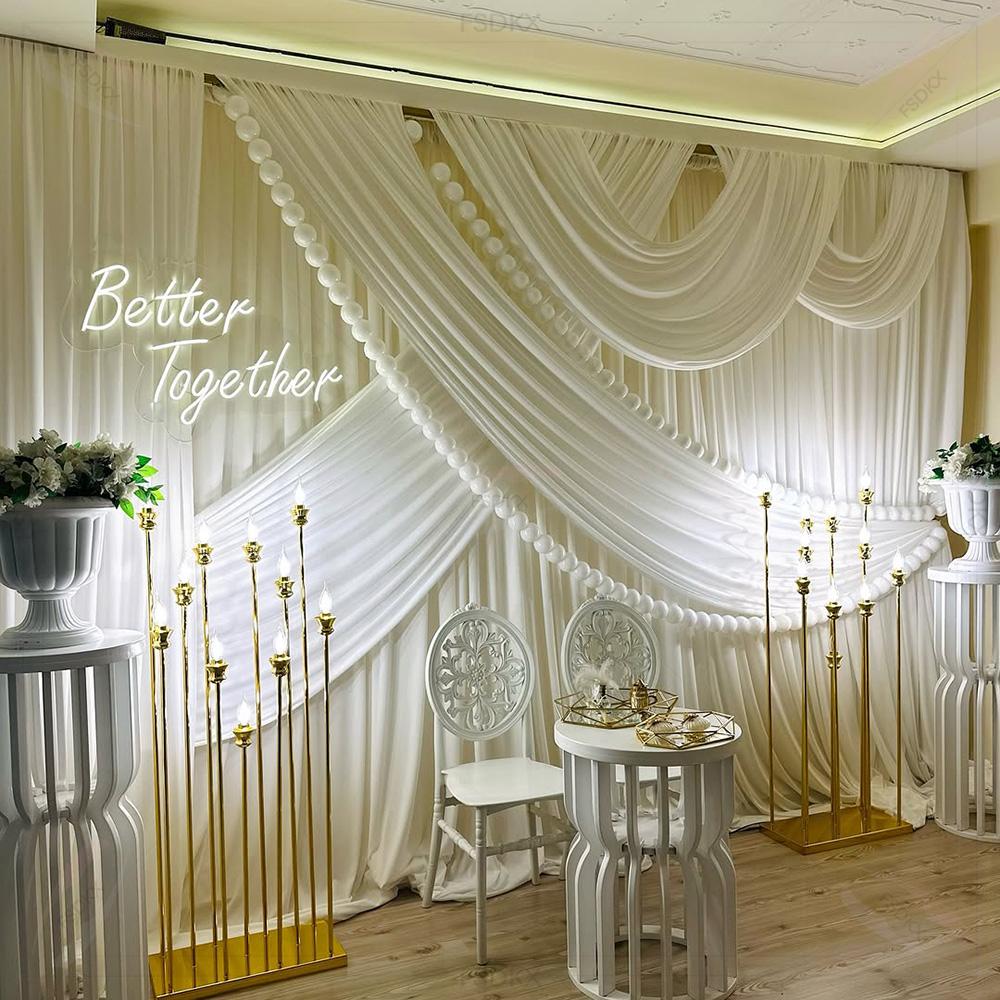 FSDKX 格安 ホワイト アイスシルク生地 ウェディングパ - Rope Light Decoration のレビューと価格