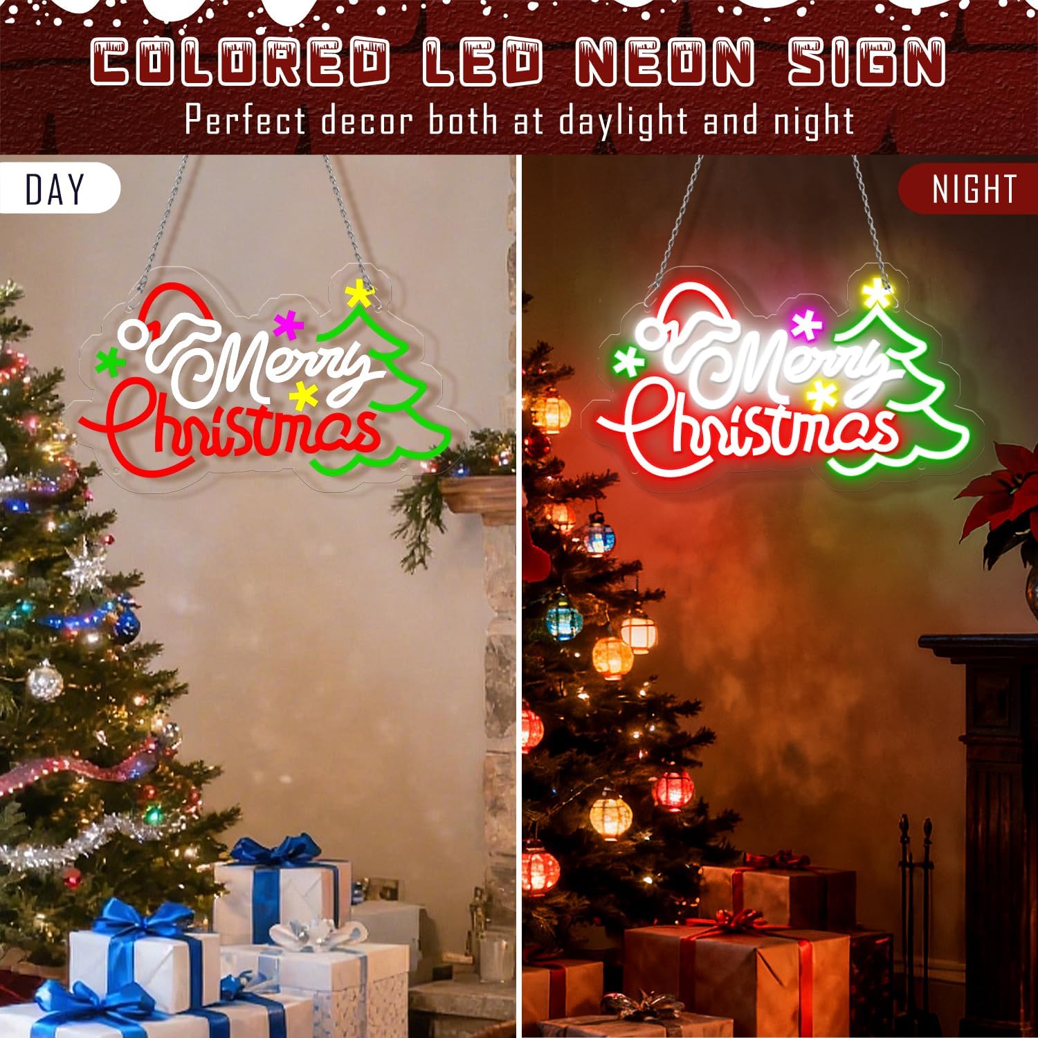 USB調光式メリークリスマスネオンサイン、ツリーと星のLED - Home Xmas Decor Ideas のレビューと価格