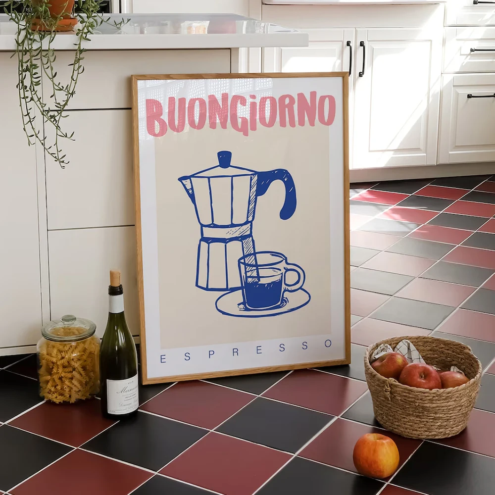 現代コーヒーエスプレッソ壁アートプリントトレンディなレトロヴ - Home Decor Retro のレビューと価格