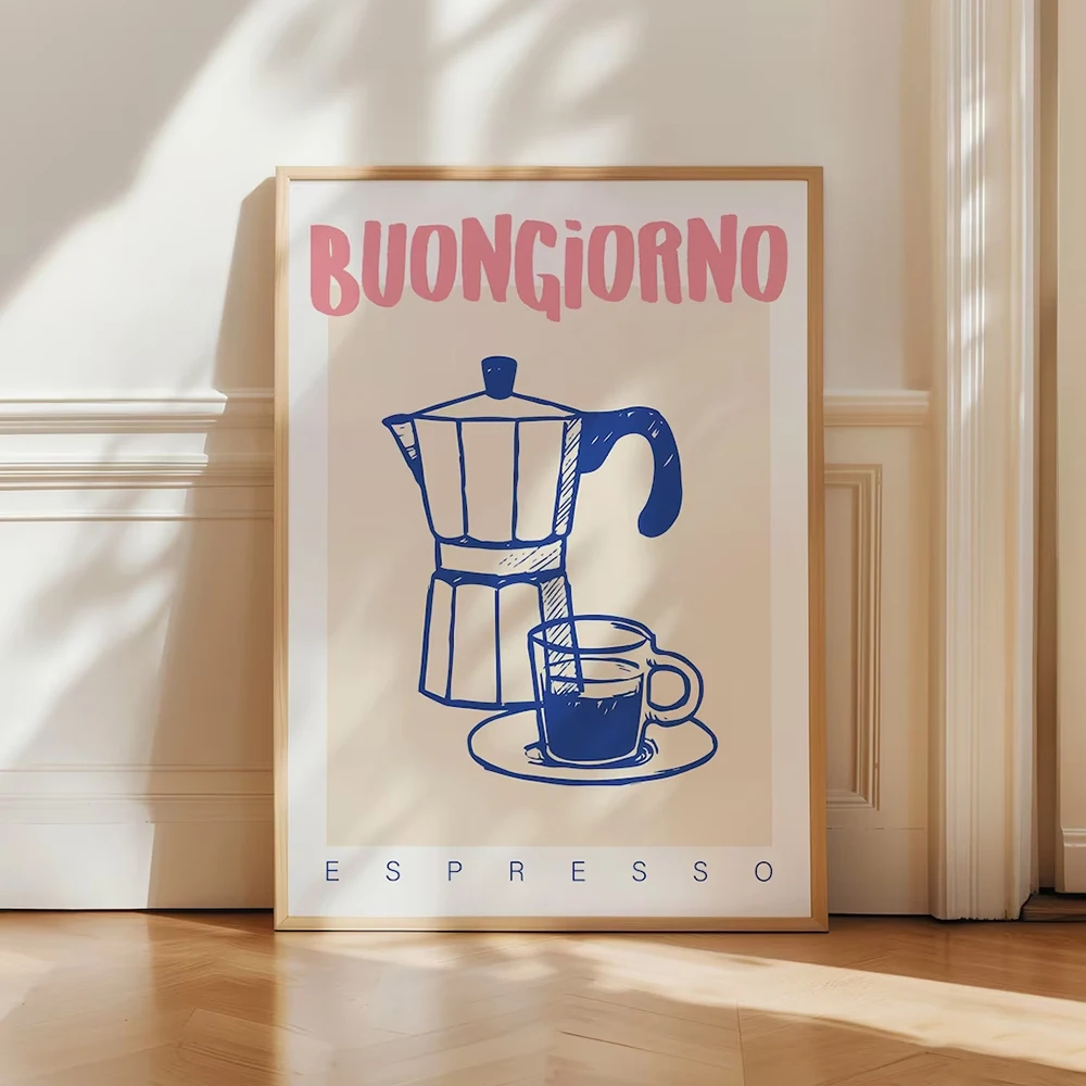 現代コーヒーエスプレッソ壁アートプリントトレンディなレトロヴ - Home Decor Retro のレビューと価格