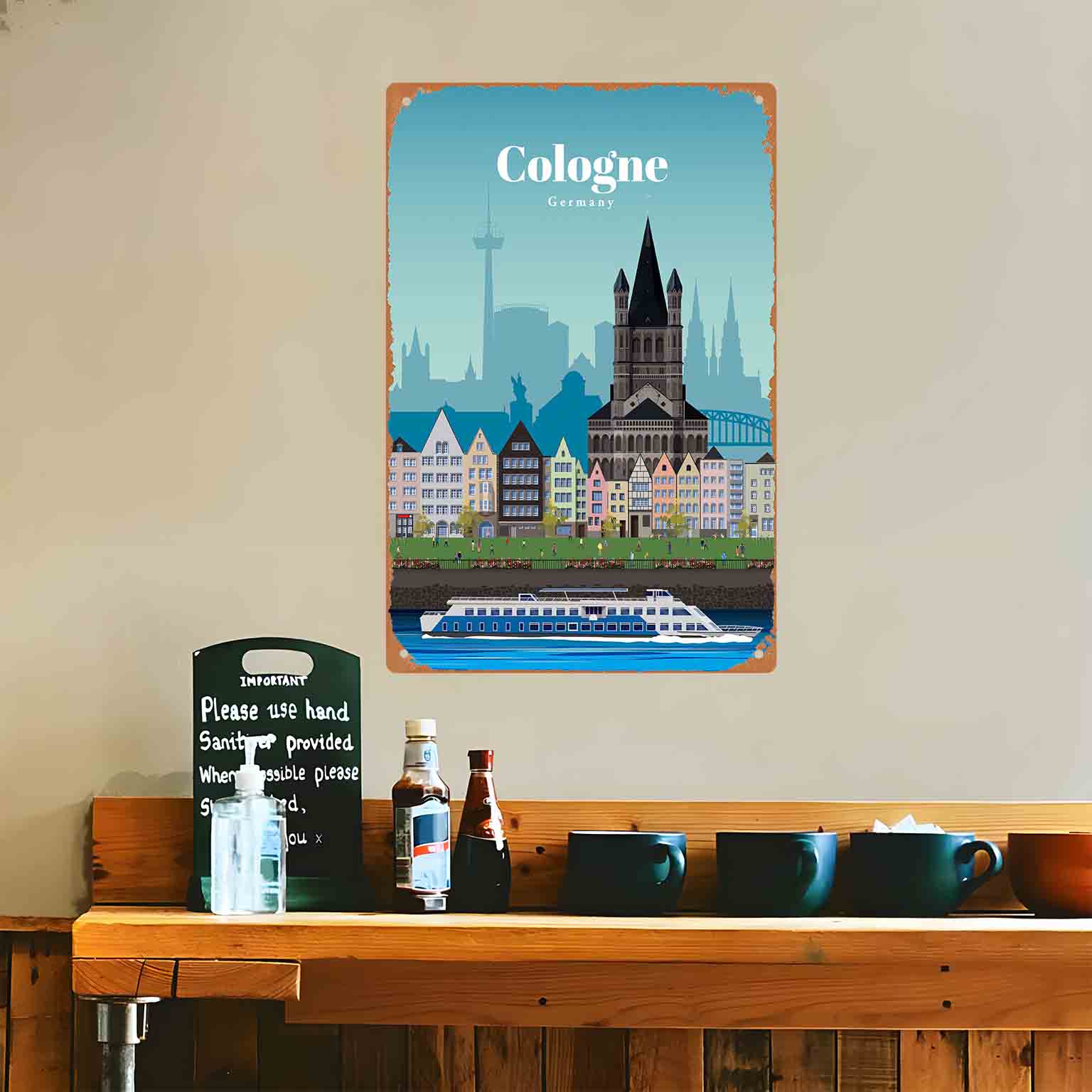 2Dフラット1個入り「ケルンドイツ都市風景」メタルウォールサ - Germany Home Decor のレビューと価格