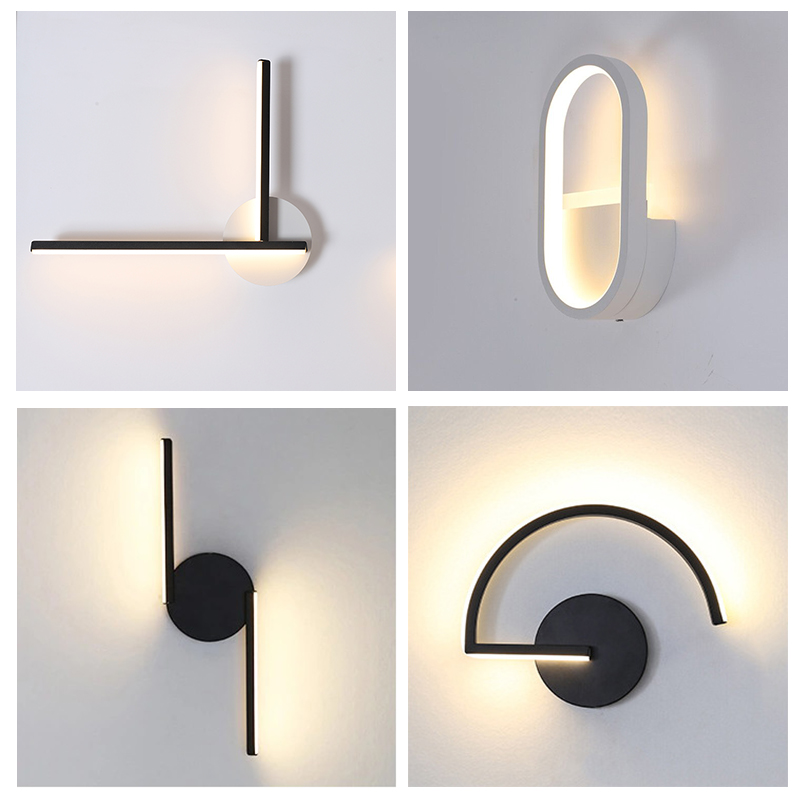 モダンな北欧LEDウォールランプ、ミニマリストブラック幾何学 - Home Decor Light のレビューと価格