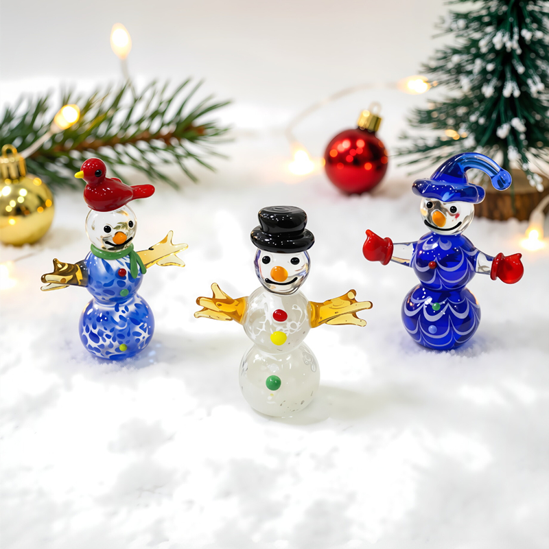 ミニガラス製雪だるまフィギュア かわいいクリスマスオーナメン - Home Xmas Decor Ideas のレビューと価格