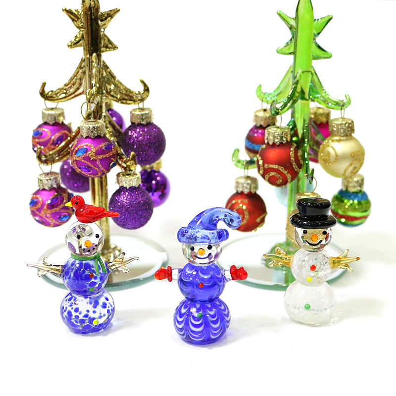 ミニガラス製雪だるまフィギュア かわいいクリスマスオーナメン - Home Xmas Decor Ideas のレビューと価格