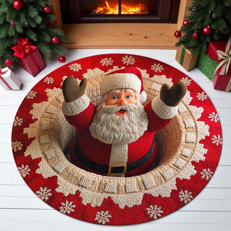 クリスマス サンタクロース ラウンド ドアマット、ウェルカム - Home Xmas Decor Ideas のレビューと価格
