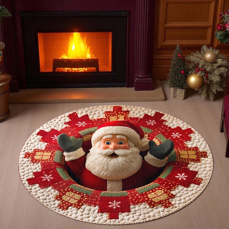 クリスマス サンタクロース ラウンド ドアマット、ウェルカム - Home Xmas Decor Ideas のレビューと価格