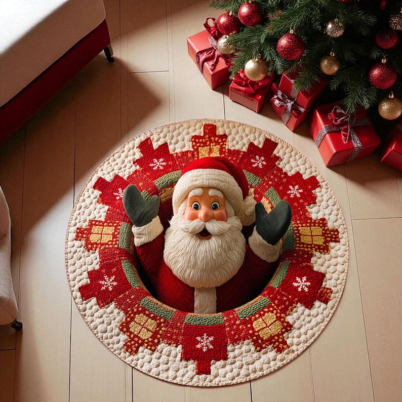 クリスマス サンタクロース ラウンド ドアマット、ウェルカム - Home Xmas Decor Ideas のレビューと価格