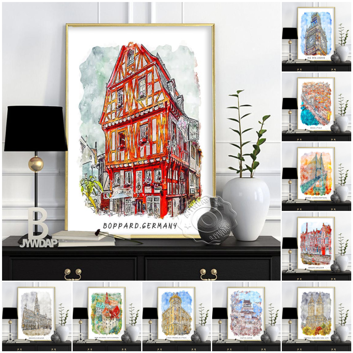 世界都市旅行ポスター,ロンドン,デンマーク,ドイツ,壁画,ベ - Germany Home Decor のレビューと価格