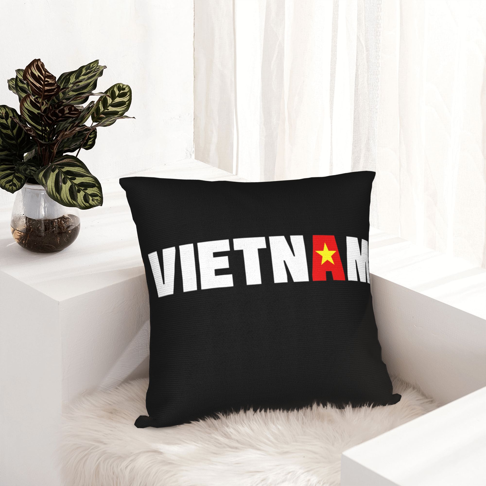 ベトナム国旗イエロースターアジア枕カバープリントポリエステル - Home Decor Vietnam のレビューと価格
