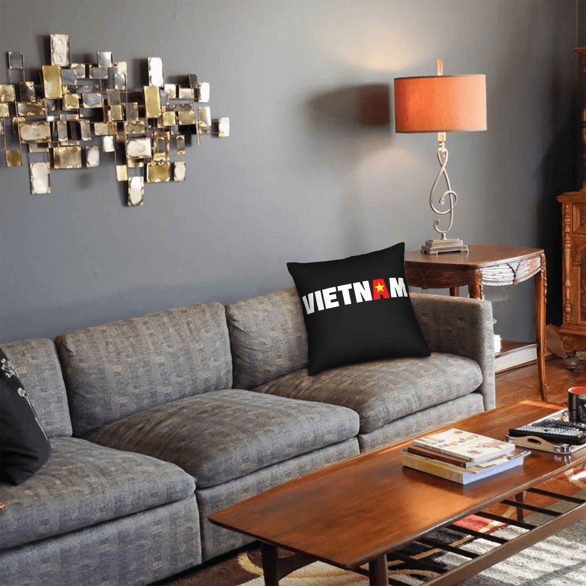 ベトナム国旗イエロースターアジア枕カバープリントポリエステル - Home Decor Vietnam のレビューと価格