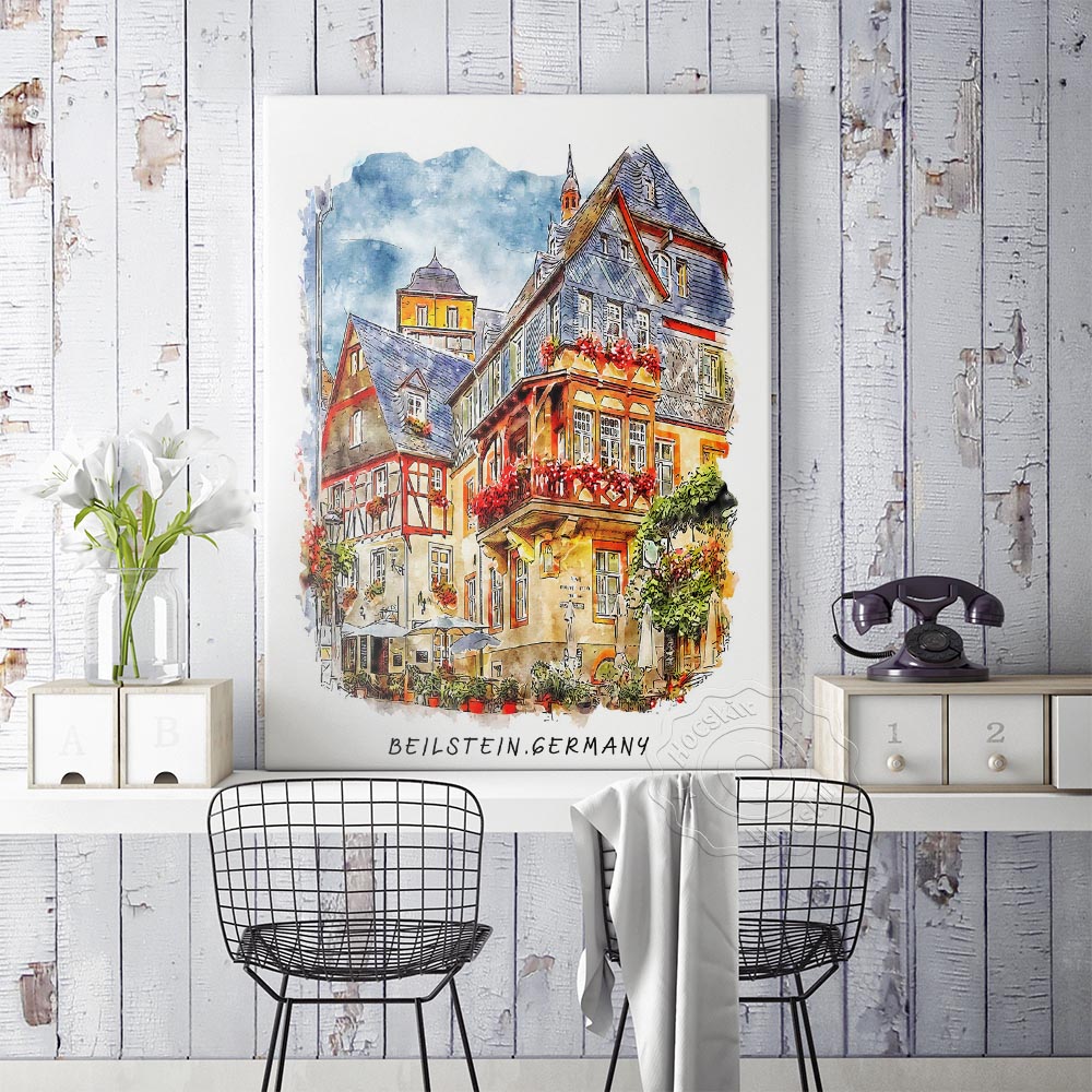 水彩プリント、世界旅行ポスター、スペインバルセロナウォールア - Germany Home Decor のレビューと価格