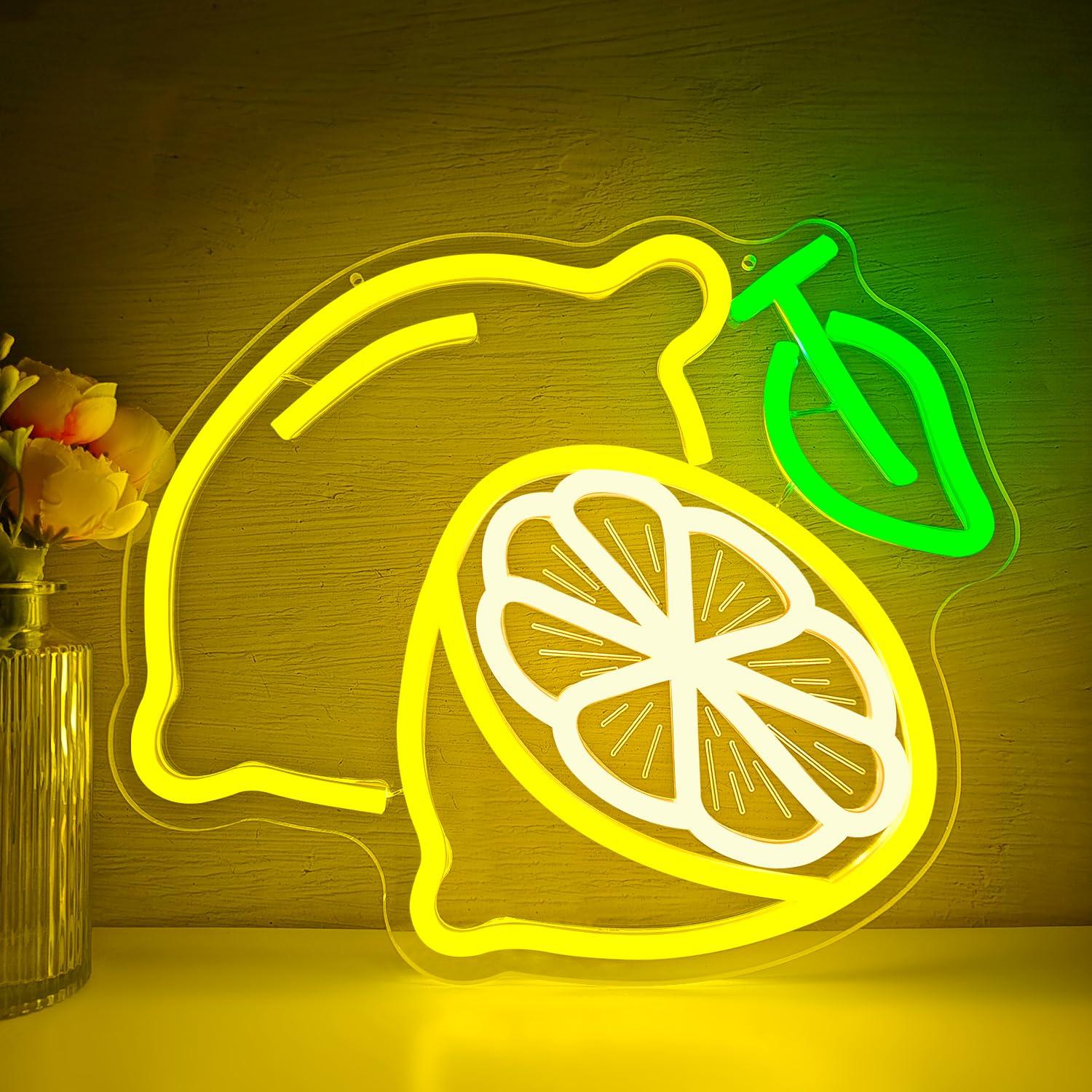 レモンネオンサイン調光可能なLEDライトアップサイン、家庭用 - Home Decor Light のレビューと価格
