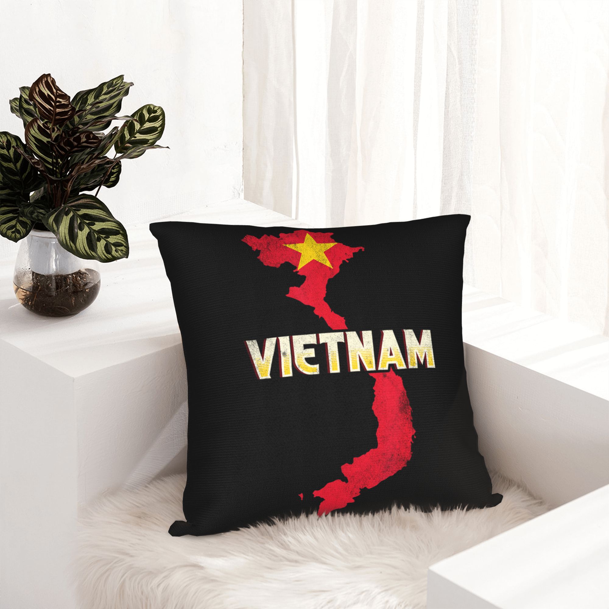 ベトナム国旗イエロースターアジア枕カバーソフトポリエステルク - Home Decor Vietnam のレビューと価格