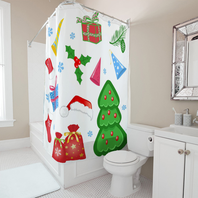 TU シャワーカーテン クリスマス フォレスト 鹿柄 防水  - Home Xmas Decor Ideas のレビューと価格