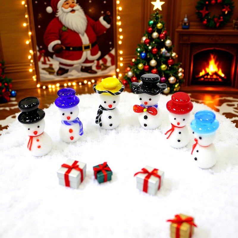 ミニキュートガラス製雪だるまクリスマス置物、家のデスクトップ - Home Xmas Decor Ideas のレビューと価格