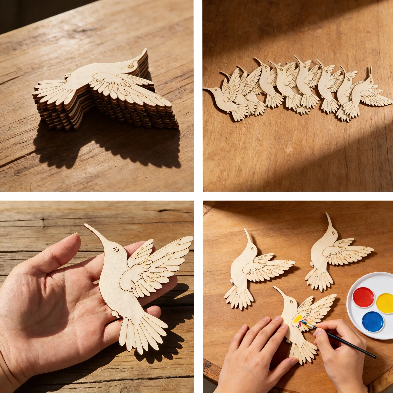 10個入り未完成木製動物鳥の切り抜き、木製吊り下げ飾り用木製 - Home Decor Diy のレビューと価格