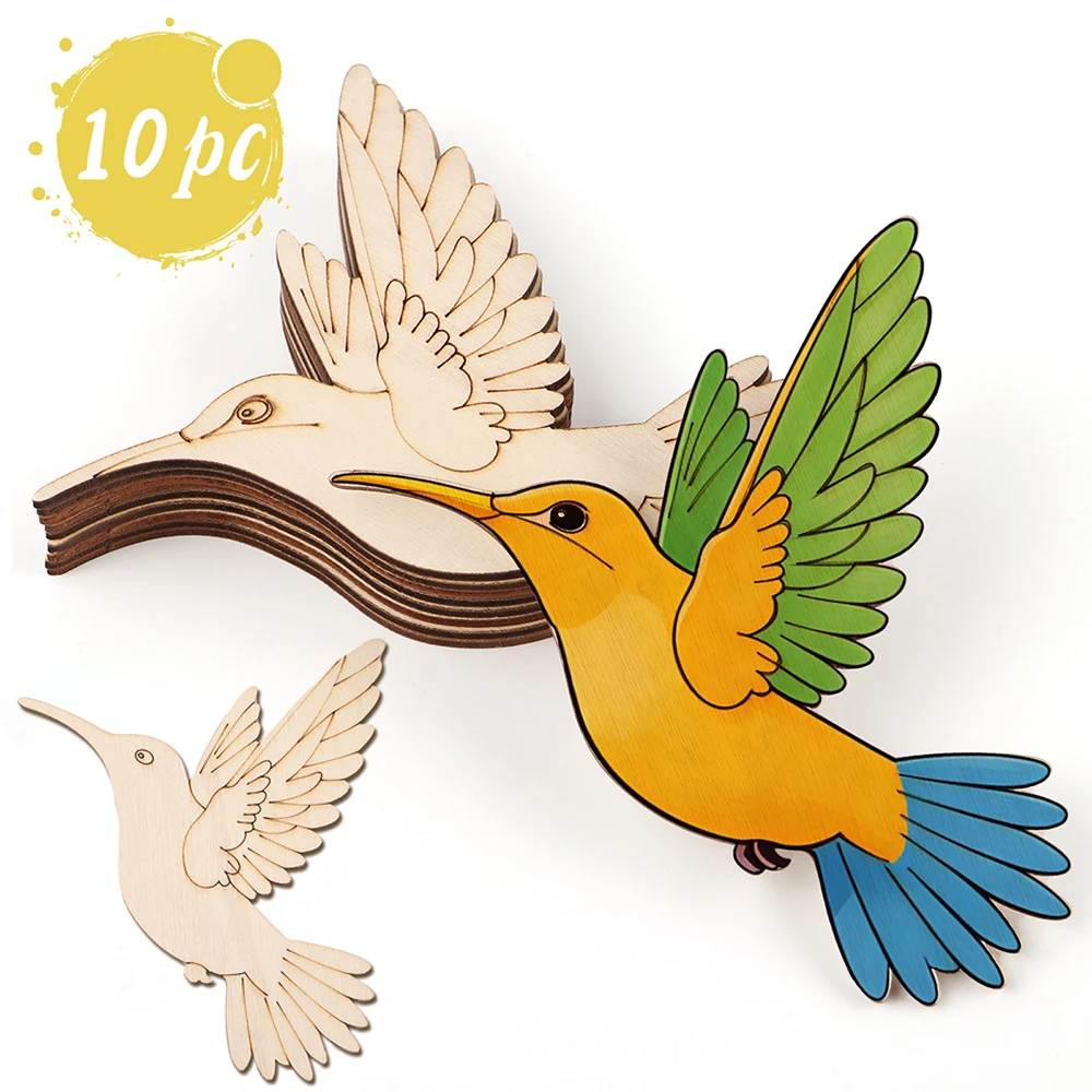 10個入り未完成木製動物鳥の切り抜き、木製吊り下げ飾り用木製 - Home Decor Diy のレビューと価格