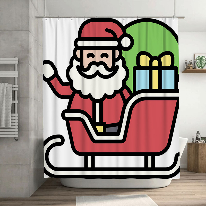 TUクリスマスサンタクロースシャワーカーテン、お祝いホリデー - Home Xmas Decor Ideas のレビューと価格