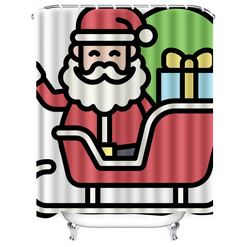 TUクリスマスサンタクロースシャワーカーテン、お祝いホリデー - Home Xmas Decor Ideas のレビューと価格