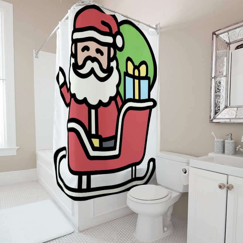 TUクリスマスサンタクロースシャワーカーテン、お祝いホリデー - Home Xmas Decor Ideas のレビューと価格