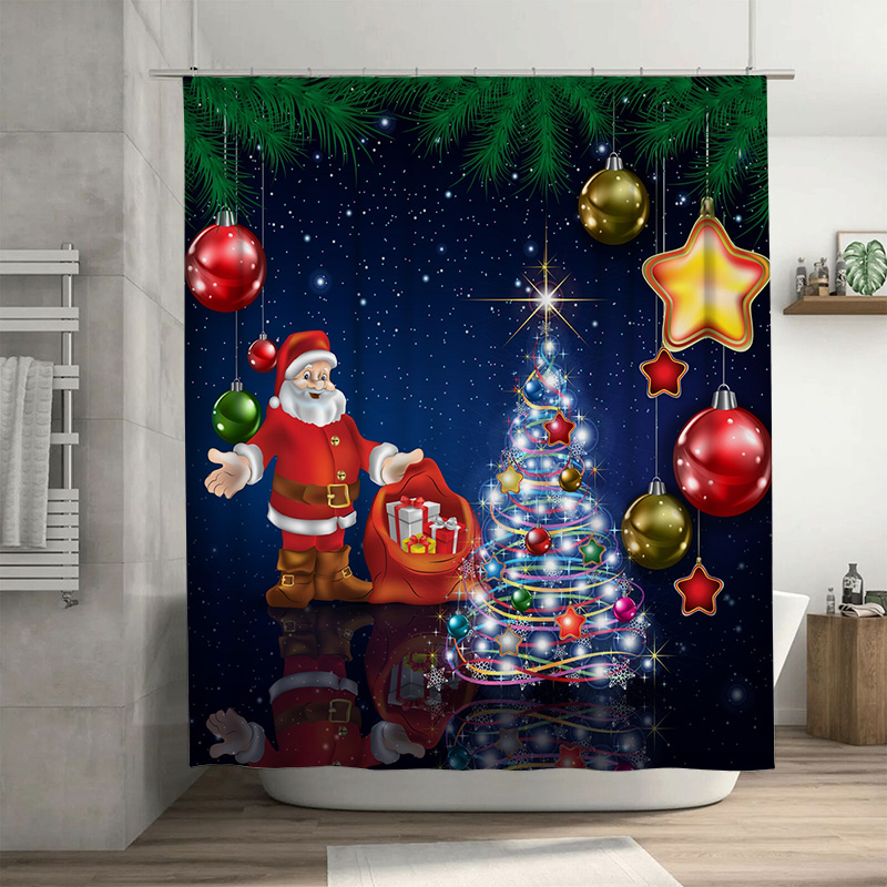 TU クリスマス シャワーカーテン サンタクロース フェステ - Home Xmas Decor Ideas のレビューと価格