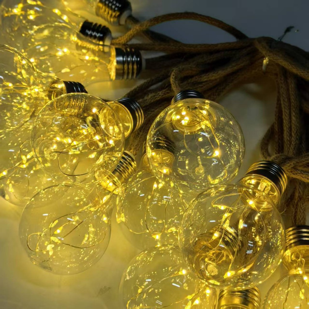 5M10LED ヴィンテージ麻ロープエジソン電球ストリングラ - Rope Light Decoration のレビューと価格