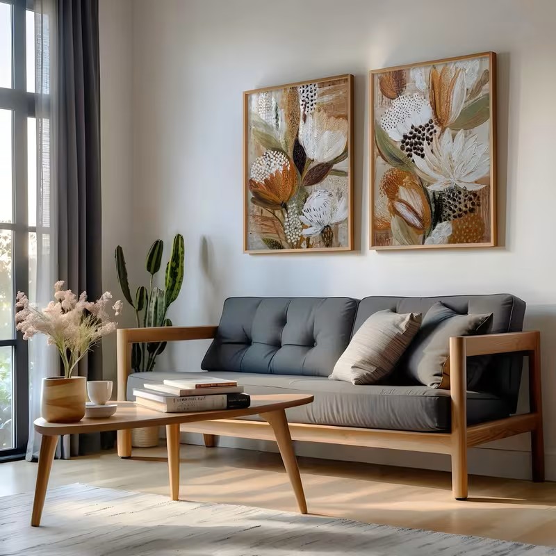 レトロ 2 個ポスターボヘミアンスタイル植物キャンバス抽象花 - Home Decor Minimalist Style のレビューと価格