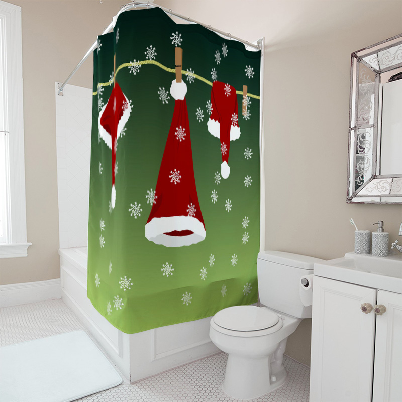 TU フェスティブクリスマスシャワーカーテンレッドサンタクロ - Home Xmas Decor Ideas のレビューと価格